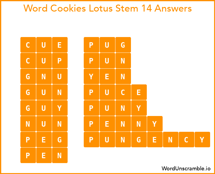 Word Cookies Lotus Stem 14 Answers