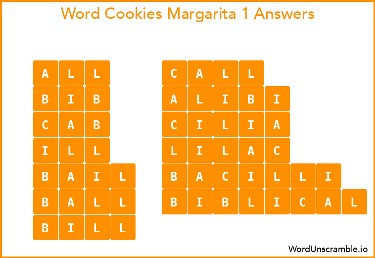 Word Cookies Margarita 1 Answers