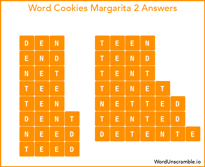 Word Cookies Margarita 2 Answers