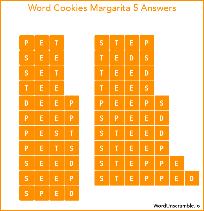 Word Cookies Margarita 5 Answers