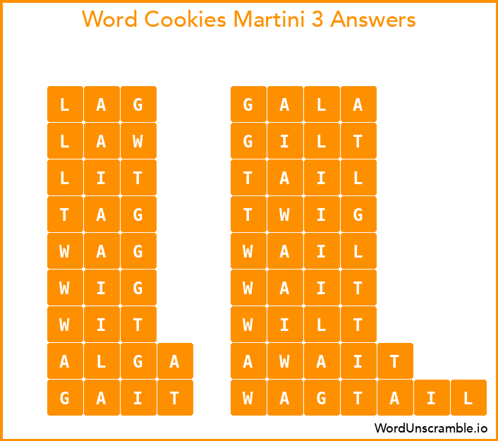 Word Cookies Martini 3 Answers