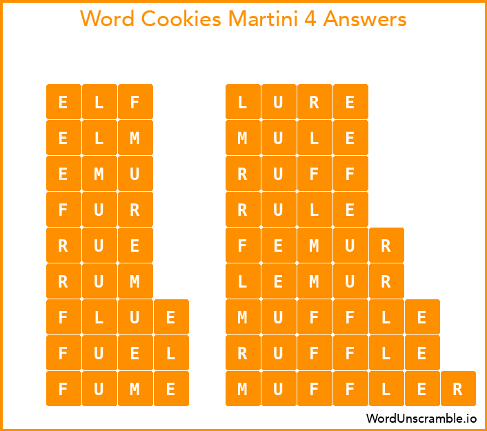 Word Cookies Martini 4 Answers