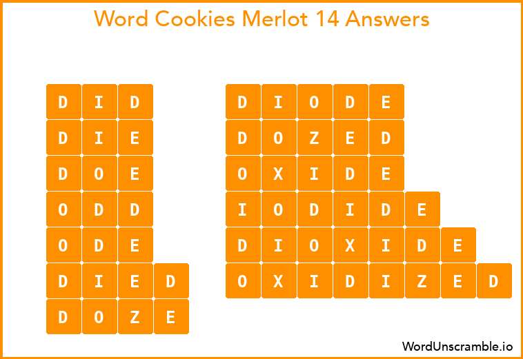 Word Cookies Merlot 14 Answers