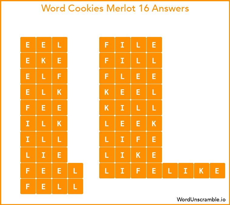 Word Cookies Merlot 16 Answers