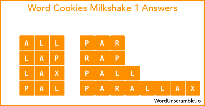 Word Cookies Milkshake 1 Answers