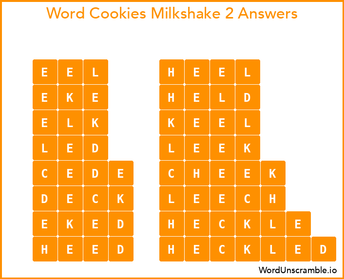 Word Cookies Milkshake 2 Answers