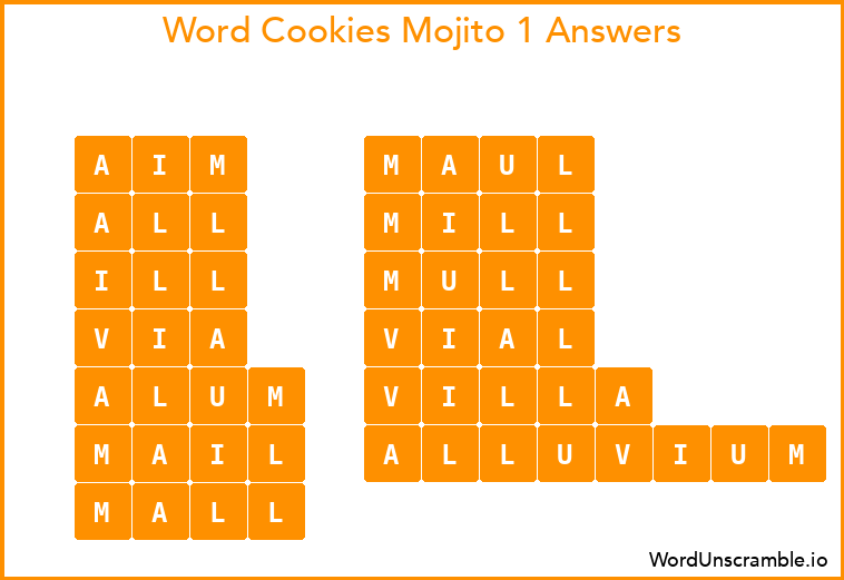 Word Cookies Mojito 1 Answers
