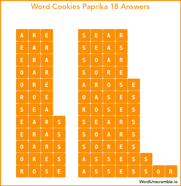 Word Cookies Paprika 18 Answers