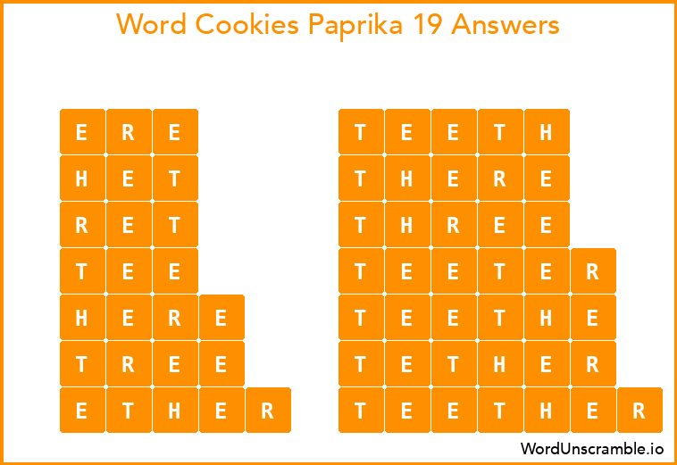 Word Cookies Paprika 19 Answers