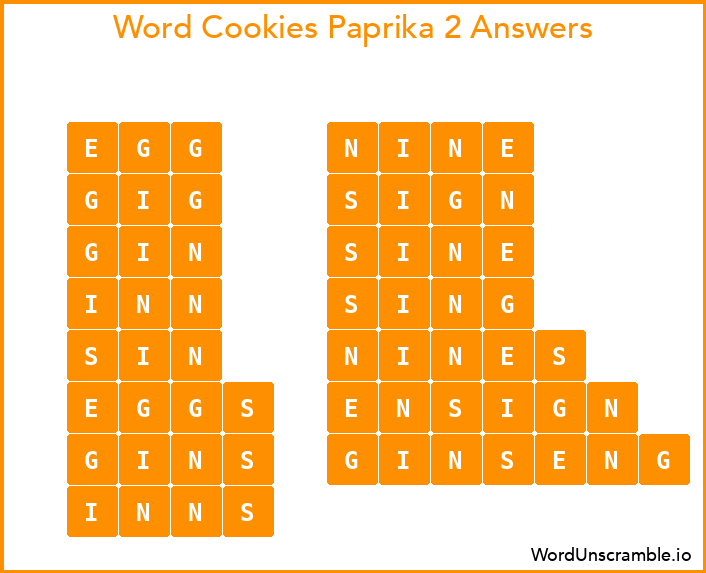 Word Cookies Paprika 2 Answers