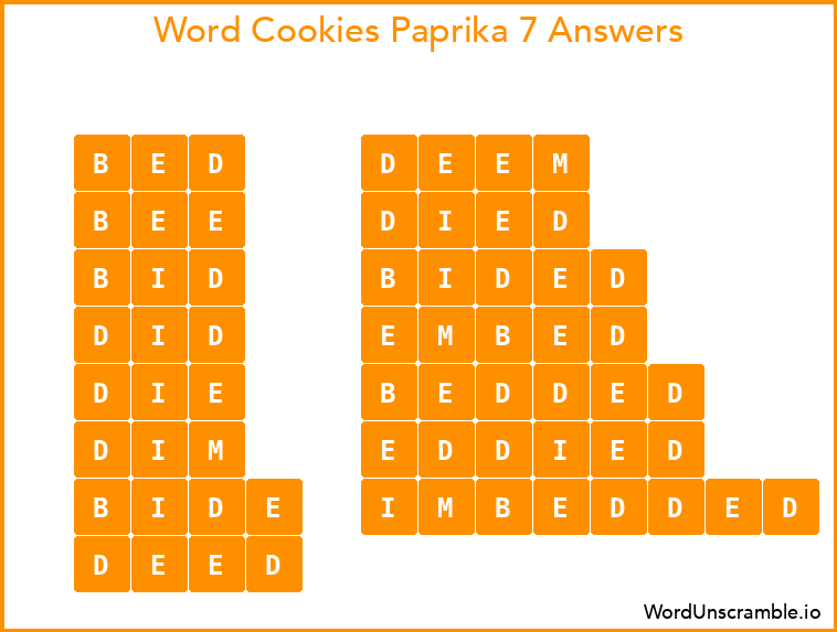 Word Cookies Paprika 7 Answers