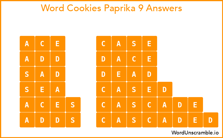 Word Cookies Paprika 9 Answers