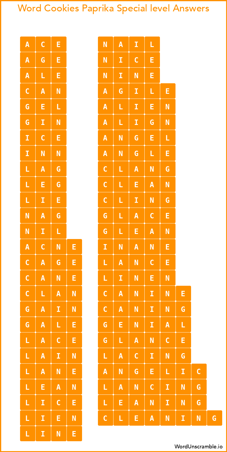 Word Cookies Paprika Special level Answers