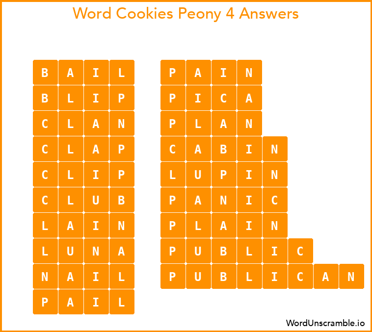 Word Cookies Peony 4 Answers