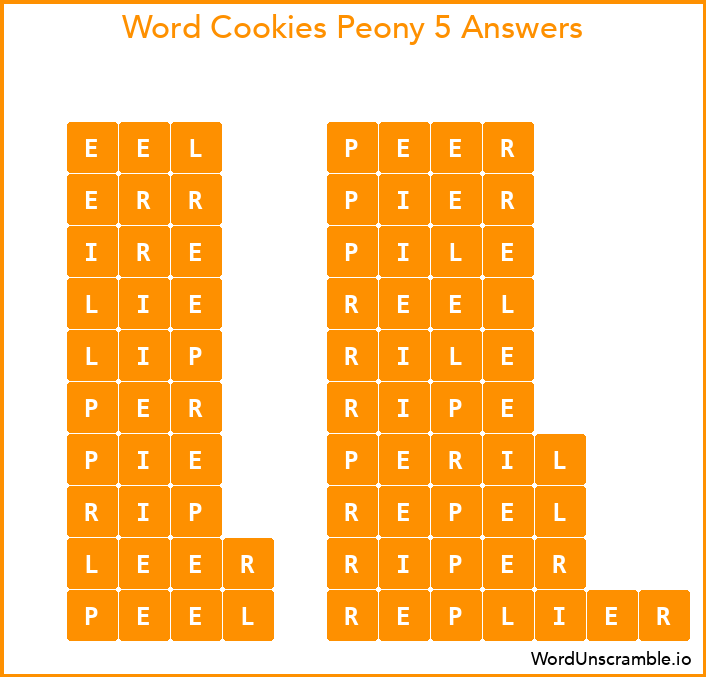 Word Cookies Peony 5 Answers