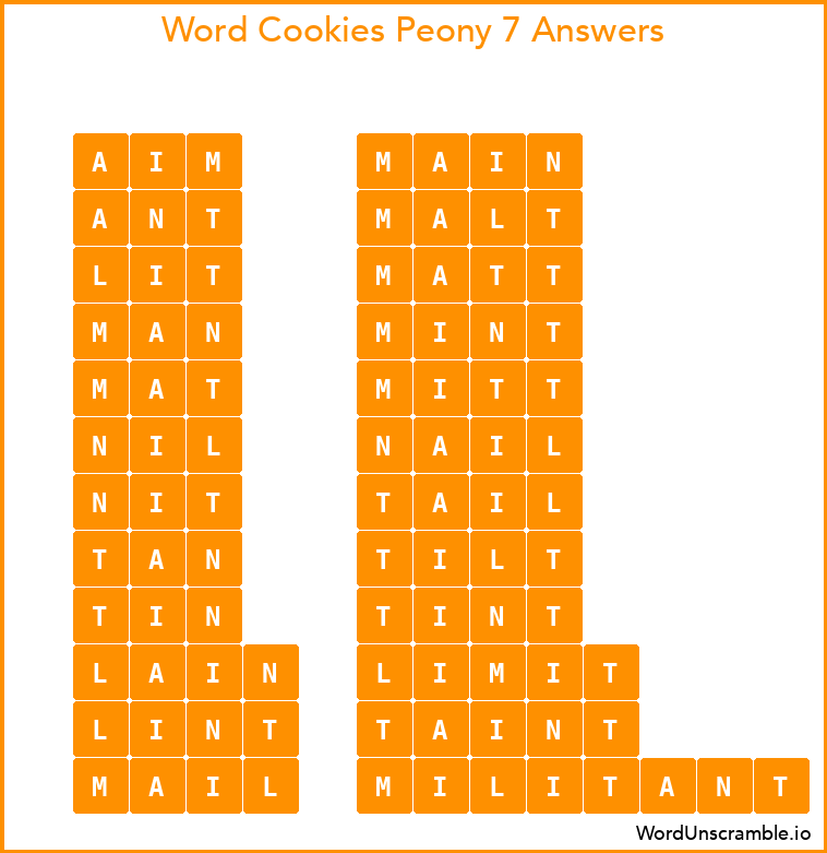 Word Cookies Peony 7 Answers