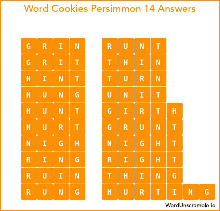 Word Cookies Persimmon 14 Answers