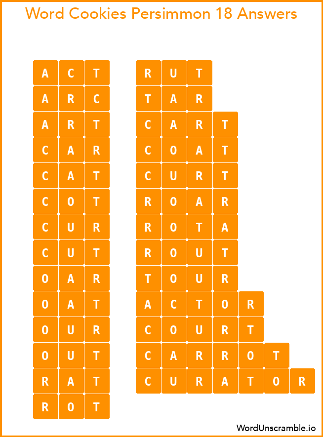 Word Cookies Persimmon 18 Answers