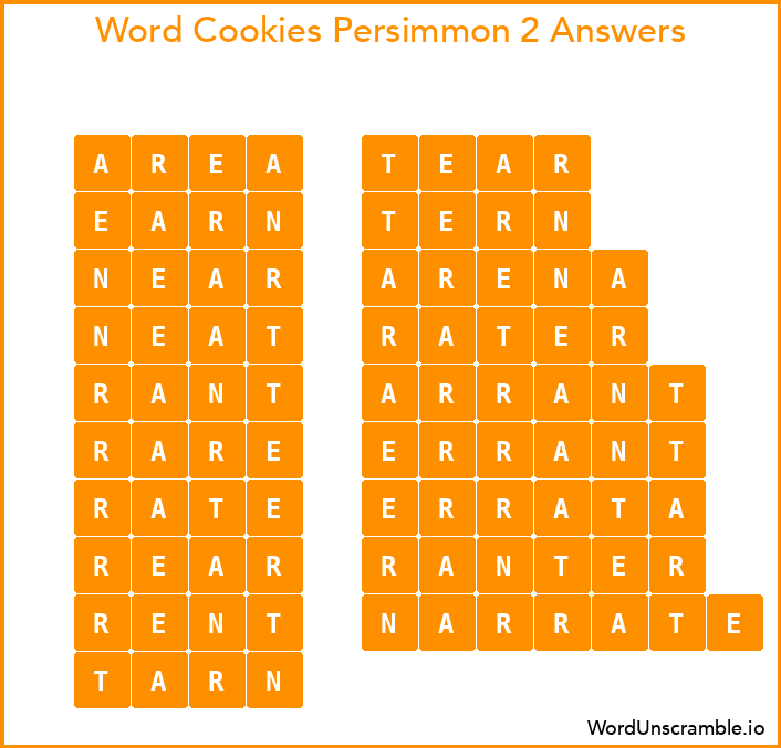 Word Cookies Persimmon 2 Answers