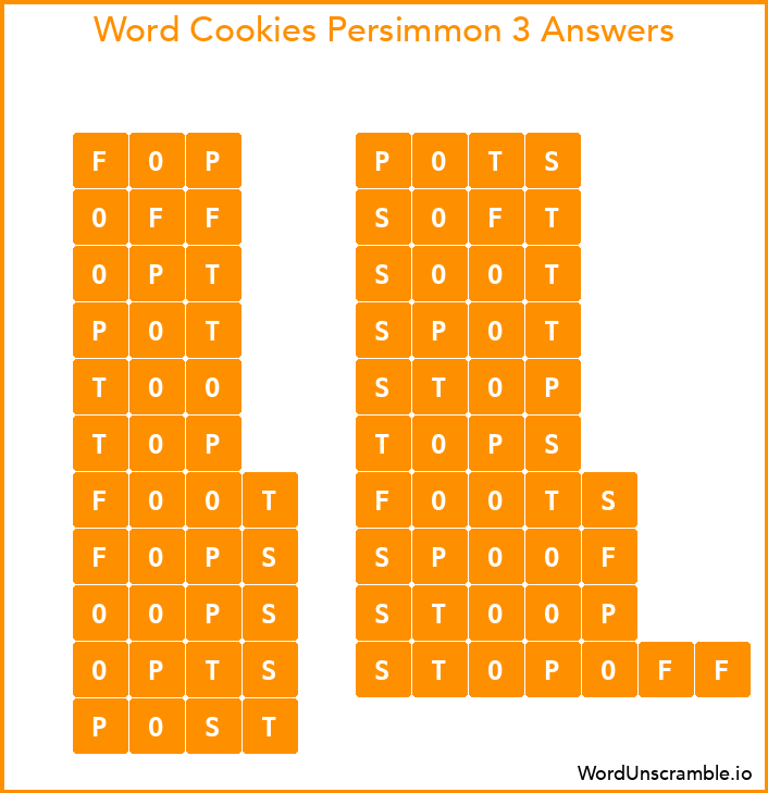 Word Cookies Persimmon 3 Answers