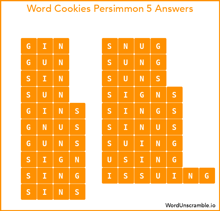 Word Cookies Persimmon 5 Answers