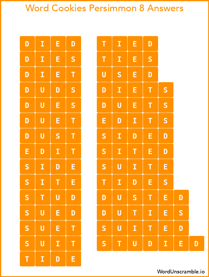 Word Cookies Persimmon 8 Answers