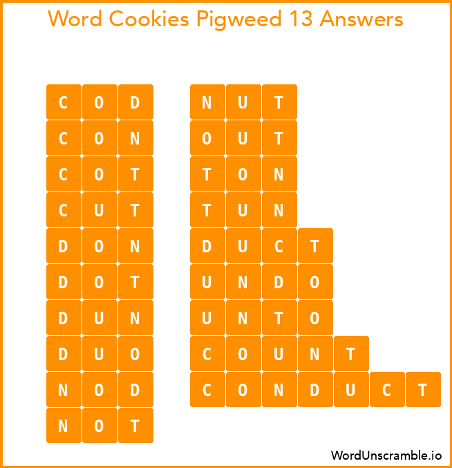Word Cookies Pigweed 13 Answers