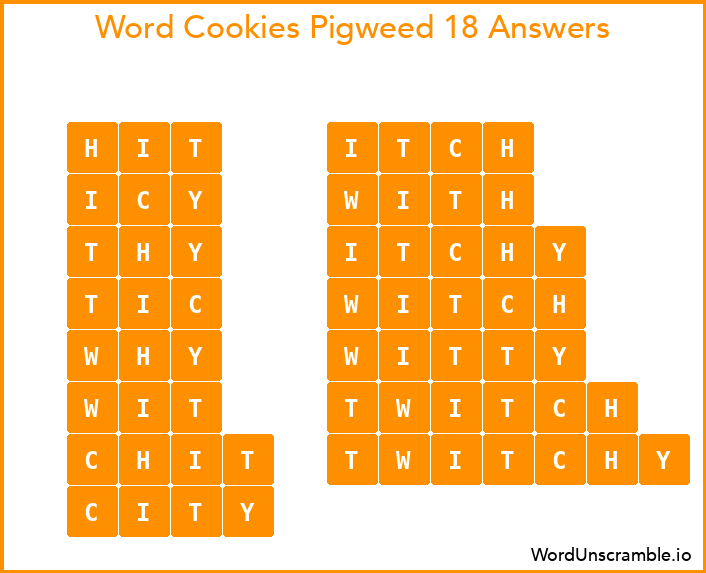Word Cookies Pigweed 18 Answers
