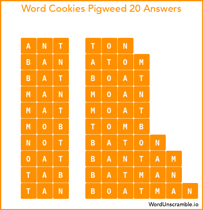 Word Cookies Pigweed 20 Answers