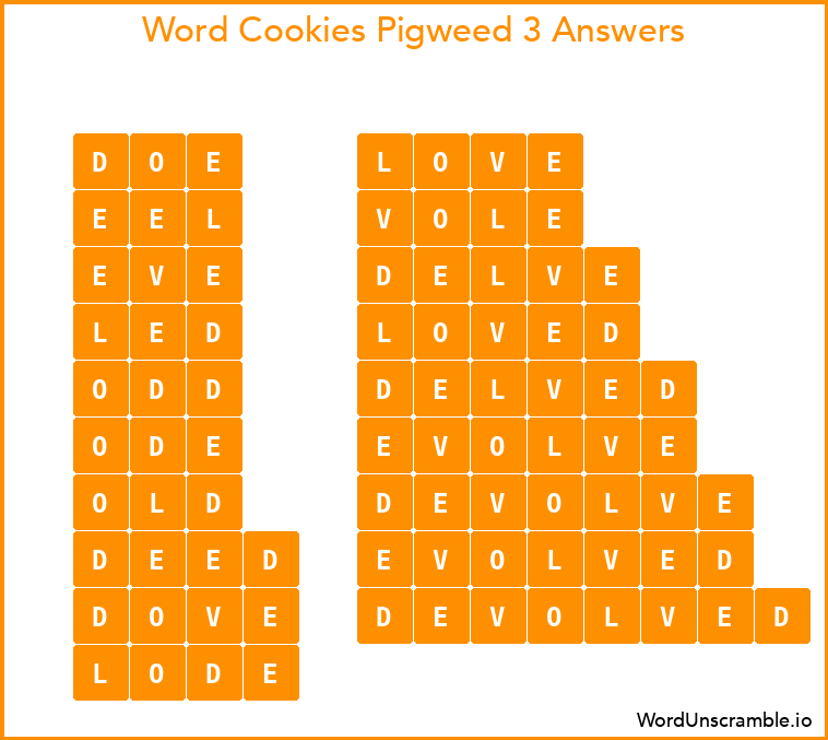 Word Cookies Pigweed 3 Answers
