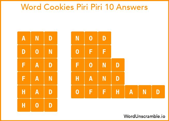 Word Cookies Piri Piri 10 Answers