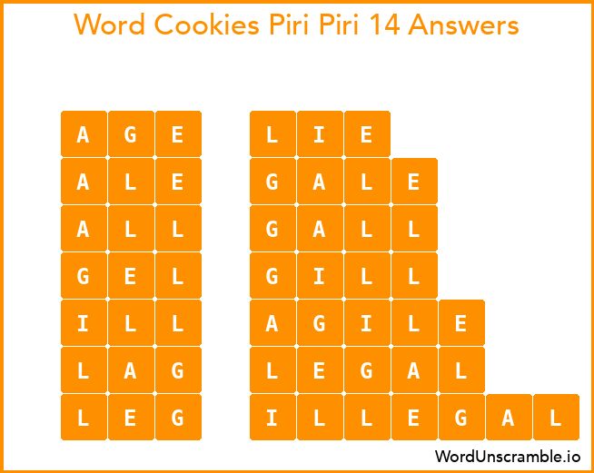 Word Cookies Piri Piri 14 Answers