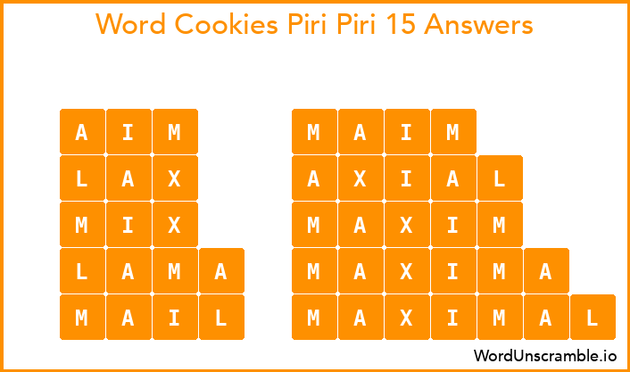Word Cookies Piri Piri 15 Answers