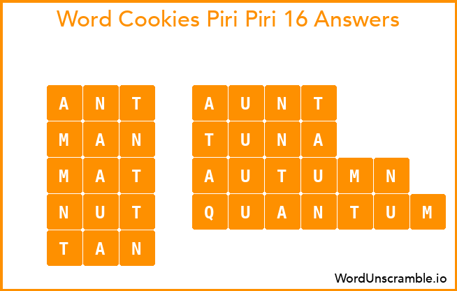 Word Cookies Piri Piri 16 Answers