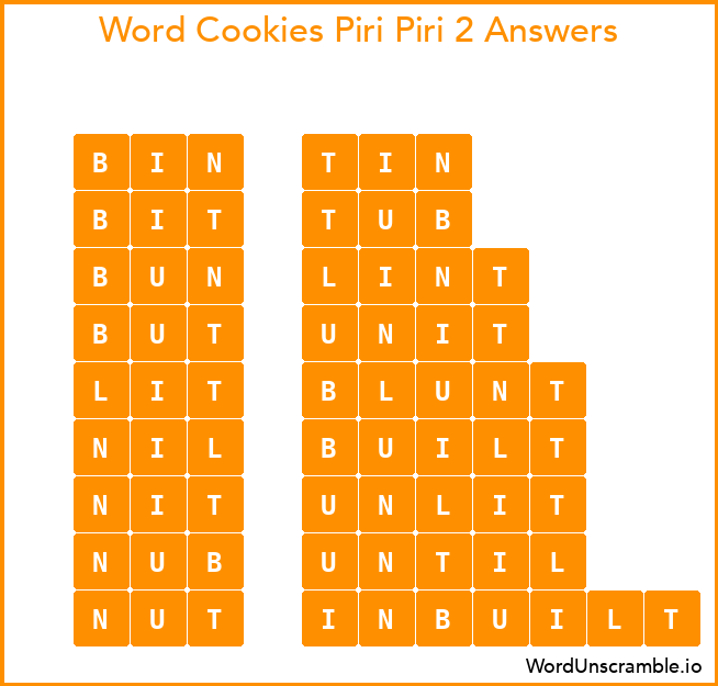 Word Cookies Piri Piri 2 Answers