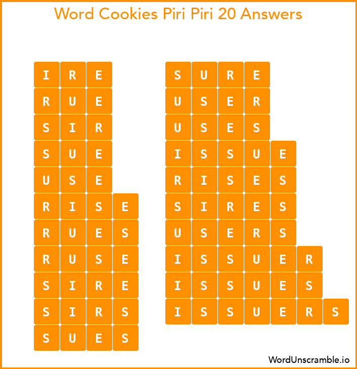 Word Cookies Piri Piri 20 Answers