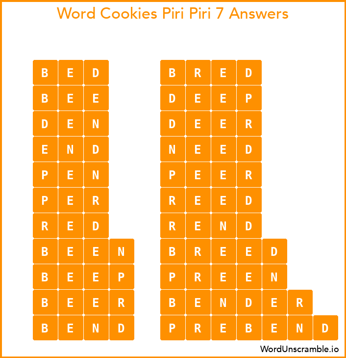 Word Cookies Piri Piri 7 Answers