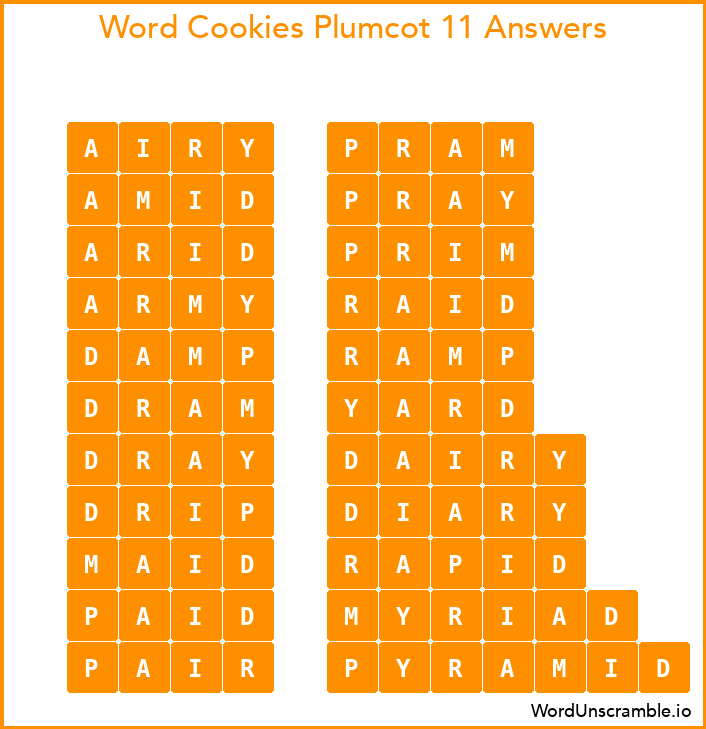 Word Cookies Plumcot 11 Answers