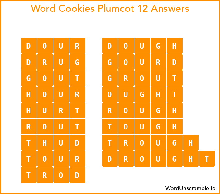 Word Cookies Plumcot 12 Answers