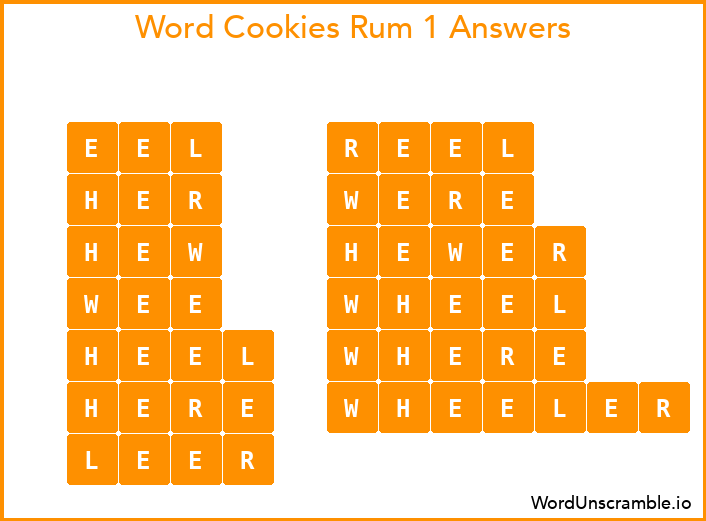 Word Cookies Rum 1 Answers