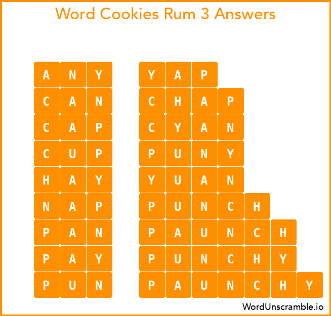 Word Cookies Rum 3 Answers