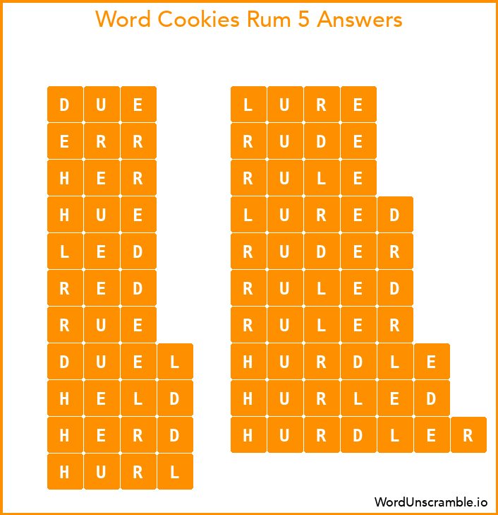 Word Cookies Rum 5 Answers