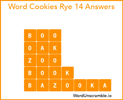 Word Cookies Rye 14 Answers