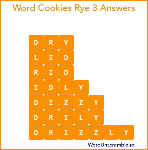 Word Cookies Rye 3 Answers