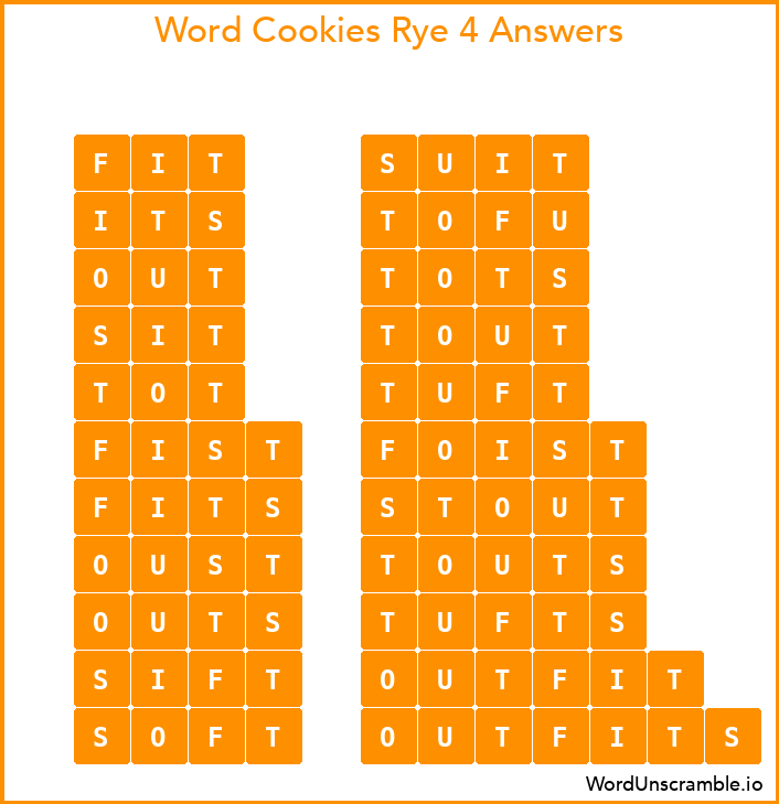 Word Cookies Rye 4 Answers