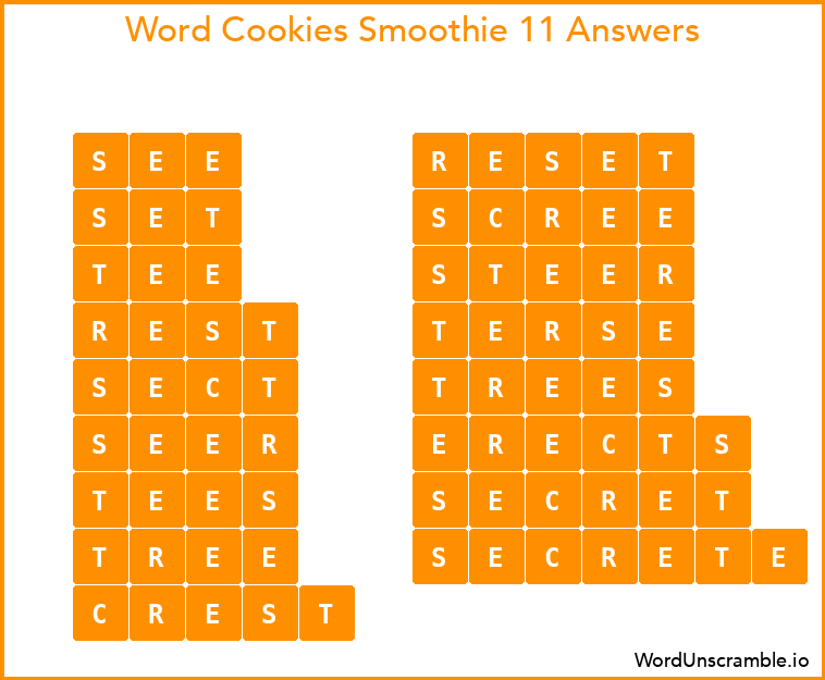 Word Cookies Smoothie 11 Answers