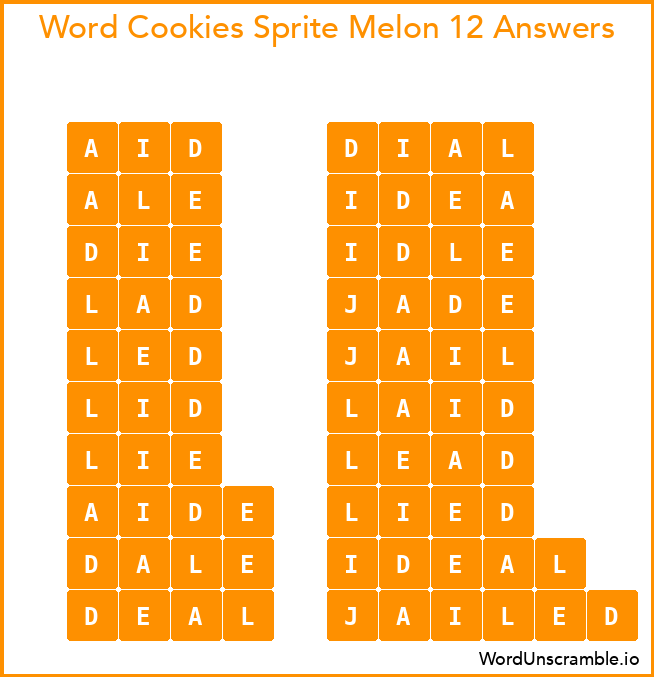 Word Cookies Sprite Melon 12 Answers