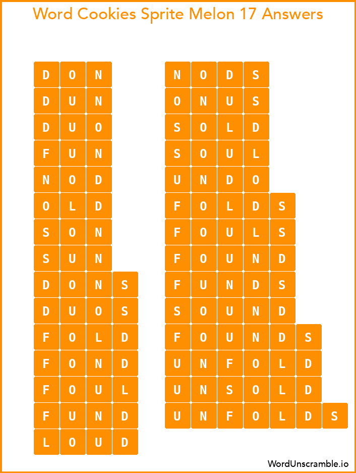Word Cookies Sprite Melon 17 Answers