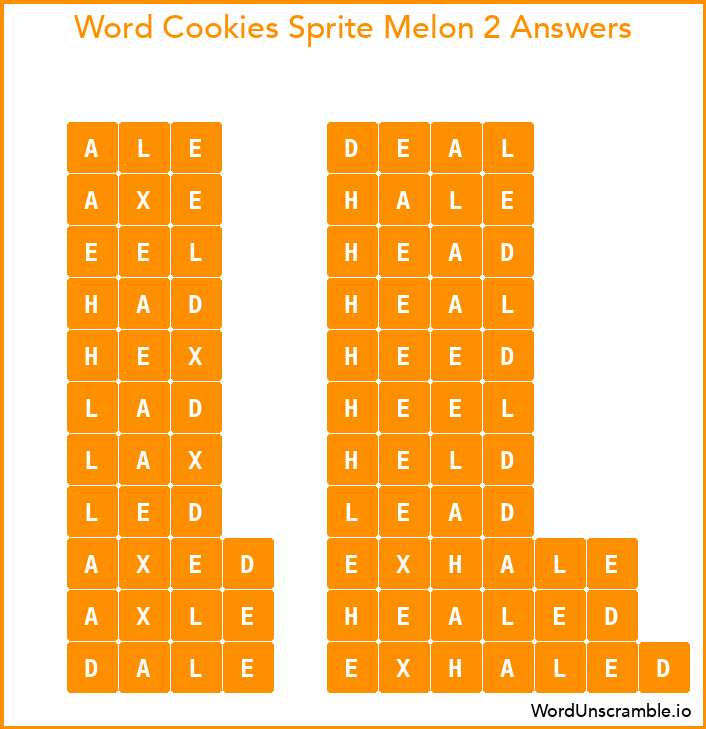 Word Cookies Sprite Melon 2 Answers