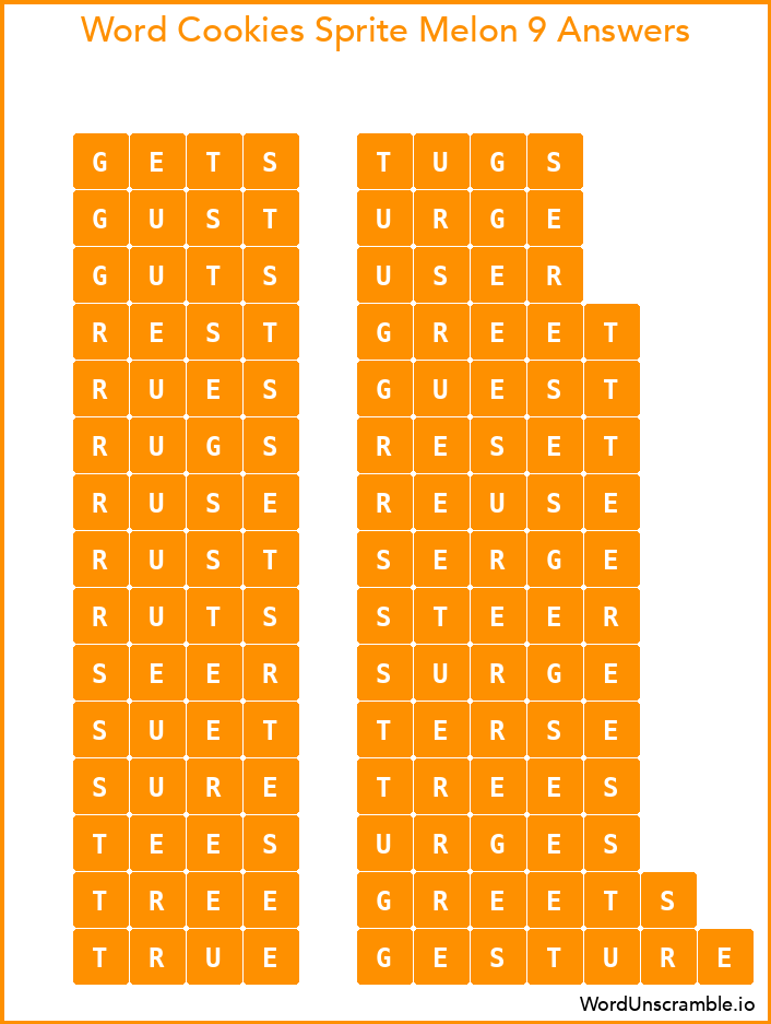 Word Cookies Sprite Melon 9 Answers